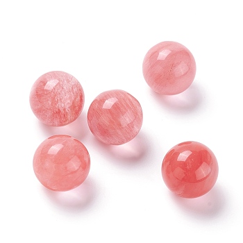 Watermelon Stone Glass Beads, No Hole/Undrilled, for Wire Wrapped Pendant Making, Round, 20mm