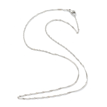 304 Stainless Steel Singapore Chain Necklaces, Water Wave Chain Necklaces, with Lobster Claw Clasps, Stainless Steel Color, 17.79 inch(45.2cm), 1.5mm