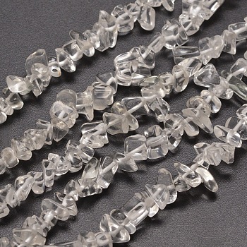 Glass Chip Bead Strands, Clear, 5~8x5~8mm, Hole: 1mm, about 31.5 inch