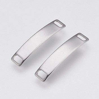 201 Stainless Steel Links connectors, Rectangle, Stainless Steel Color, 28.5x6x0.7mm, Hole: 2x4mm