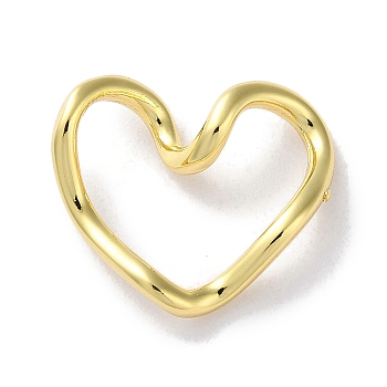 Rack Plated Brass Heart Links, Long-Lasting Plated, Lead Free & Cadmium Free, Real 18K Gold Plated, 16x18x6mm