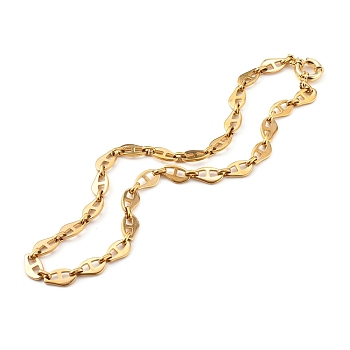 304 Stainless Steel Mariner Link Chain Necklaces, with Brass Spring Ring Clasps, Real 18K Gold Plated, 16-1/4 inch(41.2cm)