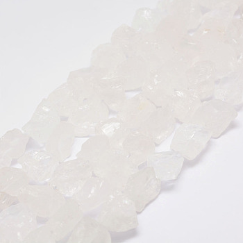 Raw Rough Natural Quartz Crystal Beads Strands, Rock Crystal, Nuggets, 15~20x14~18x10~14mm, Hole: 1mm, about 25pcs/strand, 14.9 inch(38cm)