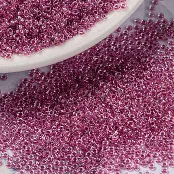 MIYUKI Round Rocailles Beads, Japanese Seed Beads, (RR1524) Sparkling Peony Pink Lined Crystal, 15/0, 1.5mm, Hole: 0.7mm, about 27777pcs/50g