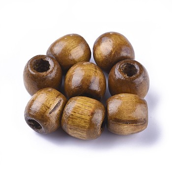 Dyed Natural Maple Wood Beads, Barrel, Lead Free, Coconut Brown, 16x16~17mm, Hole: 8mm, about 676pcs/1000g
