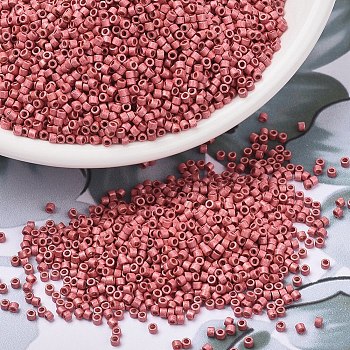 MIYUKI Delica Beads, Cylinder, Japanese Seed Beads, 11/0, (DB1841F) Duracoat Galvanized Matte Light Cranberry, 1.3x1.6mm, Hole: 0.8mm, about 2000pcs/10g