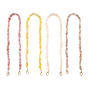 Givenny-EU 4Pcs 4 Colors Acrylic Beads Bag Strap, with Alloy Clasps, for Bag Replacement Accessories, Mixed Color, 60x0.1~1cm, 1pc/color