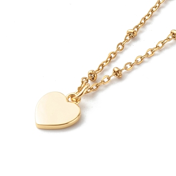 Beads Heart Pendant Necklaces, with 304 Stainless Steel Satellite Chain, Golden, 17.72 inch(45cm)