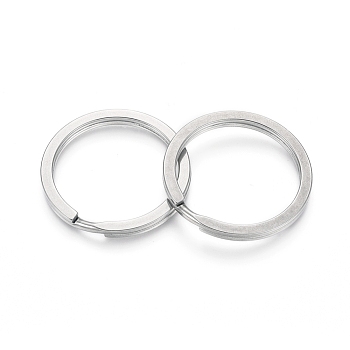 Tarnish Resistant 304 Stainless Steel Split Key Rings, Keychain Clasp Findings, Stainless Steel Color, 30x2.5mm, Wire: 2mm