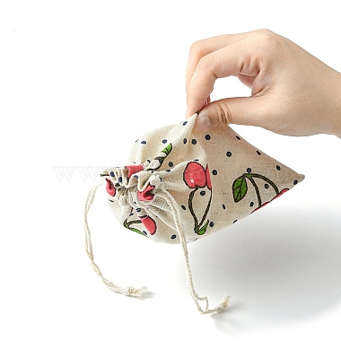 10piezas 5 estilos bolsas de embalaje de polialgodón (algodón poliéster) impresas bolsas con cordón(ABAG-YW0001-04)-5