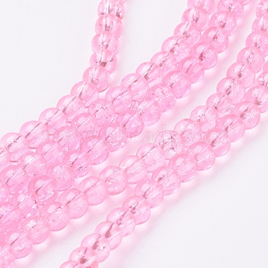 4mm HotPink Round Crackle Glass Beads