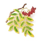 Leaf Enamel Pins, Alloy Brooches for Backpack Clothes, Lime Green, 58.5x56.5mm(JEWB-Q049-01G)