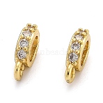 Brass Micro Pave Cubic Zirconia Tube Bails, Loop Bails, Cadmium Free & Lead Free, Oval, Golden, 11x6x2.5mm, Hole: 1mm and 5x3mm(X-ZIRC-H119-11G)