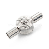 304 Stainless Steel Bayonet Clasps, Flat Round, Stainless Steel Color, 21x8.5x9.5mm, Hole: 3mm(STAS-P285-04P)