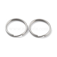 304 Stainless Steel Split Key Rings, Keychain Clasp Findings, 2-Loop Round Ring, Stainless Steel Color, 25x2.5mm, Single Wire: 1.25mm(STAS-Q314-02I-P)