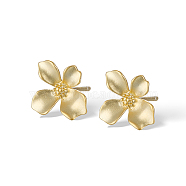 Sterling Sliver Stud Earrings for Women, Flower, Golden, 12x10mm(TG6001-1)