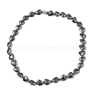 Heart Synthetic Non-Magnetic Hematite Beaded Necklaces for Women Men, with Alloy Magnetic Clasp, 19.80 inch(50.3cm)(NJEW-E097-08)