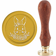 Brass Wax Seal Stamp with Handle, for DIY Scrapbooking, Rabbit Pattern, 3.5x1.18 inch(8.9x3cm)(AJEW-WH0184-0784)