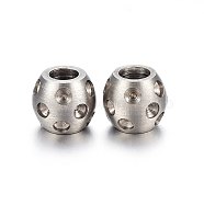 304 Stainless Steel European Bead Rhinestone Settings, Rondelle, Stainless Steel Color, 10x9mm, Hole: 4.5mm, Fit For 2.5mm Rhinestone(X-STAS-F174-34P)