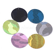 Imitation Leather Pendants, Flat Round, Mixed Color, 40x1.5~2mm, Hole: 1.5~2mm(WOVE-Q079-01)