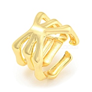 Rack Plating Brass Skull Open Cuff Rings, Long-Lasting Plated, Lead Free & Cadmium Free, Real 18K Gold Plated, Inner Diameter: 16mm(RJEW-Q784-02G)