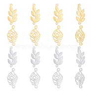 16Pcs 4 Style 201 Stainless Steel Links, Manual Polishing, Leaf & Feather, Golden & Stainless Steel Color, 4pcs/style(STAS-DC0003-43)