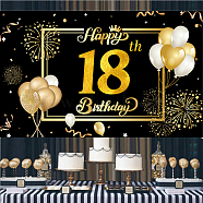 Polyester Hanging Banner Sign, Party Decoration Supplies Celebration Backdrop, HONK it's My Birthday, Black, 180x110cm(AJEW-WH0190-033)