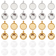 ARRICRAFT DIY Pendant Making Kits, Including Brass Pendant Cabochon Settings and Transparent Half Round Glass Cabochons, Golden & Silver, 120pcs/box(DIY-AR0001-50)