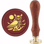 Brass Wax Seal Stamp with Handle, for DIY Scrapbooking, Owl Pattern, 3.5x1.18 inch(8.9x3cm)(AJEW-WH0184-0582)