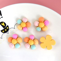 Opaque Resin Cabochons, for Hair Accessories, Flower, Yellow, 21mm(X-OHAR-PW0001-497B)