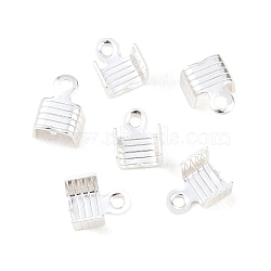 Brass Folding Crimp Ends, Fold Over Crimp Cord Ends, Cadmium Free & Lead Free, 925 Sterling Silver Plated, 7.5x5.5x4.5mm, Hole: 1.4mm, Inner Diameter: 4.5mm(KK-C163-07S)