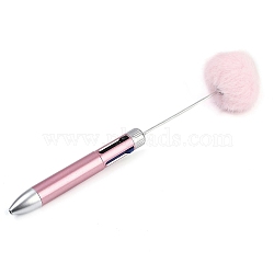 Plastic Ball-Point Pen, Iron Beadable Pen, with Pom Pom Ball, for DIY Personalized Pen, Flamingo, 184~185x12.5mm(OFST-D288-01C)