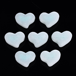 Flocky Acrylic Beads, Bead in Bead, Heart, Pale Turquoise, 16x21x12mm, Hole: 2.5mm(MACR-S275-27B)