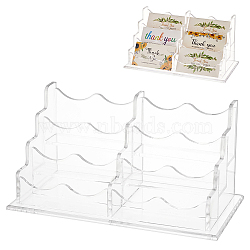 6-Slot Transparent Acrylic Business Name Card Display Stands, Card Organizer Holder for Office, Clear, 218x109x109mm, Inner Diameter: 95x26.5mm(ODIS-WH0030-64B)