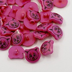 Acrylic Shank Buttons, 1-Hole, Dyed, Sheep, Magenta, 18x17x4mm, Hole: 4mm(X-BUTT-E005-B-10)