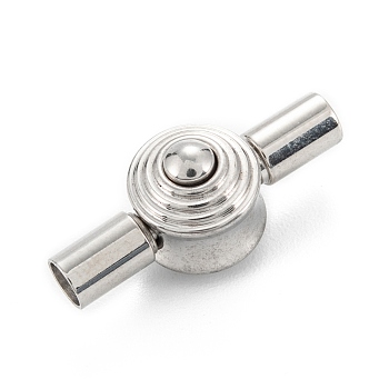 304 Stainless Steel Bayonet Clasps, Flat Round, Stainless Steel Color, 21x8.5x9.5mm, Hole: 3mm