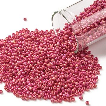 TOHO Round Seed Beads, Japanese Seed Beads, (405F) Opaque ABFrost Cherry, 11/0, 2.2mm, Hole: 0.8mm, about 1110pcs/10g