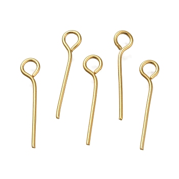 Brass Eye Pins, Lead Free & Cadmium Free, Real 24K Gold Plated, 15x3x0.7mm, Hole: 1.8mm