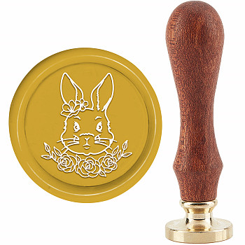 Brass Wax Seal Stamp with Handle, for DIY Scrapbooking, Rabbit Pattern, 3.5x1.18 inch(8.9x3cm)