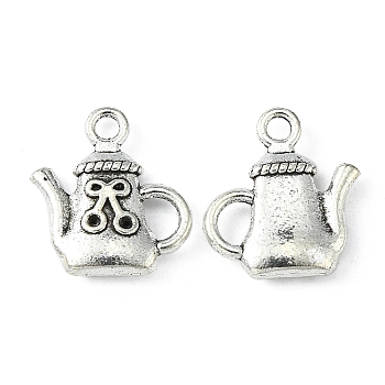 Teapot Alloy Small Handmade Charms Pendant, Antique Silver, 16x15mm