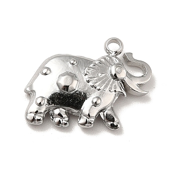 304 Stainless Steel Pendants, Elephant Charms, Stainless Steel Color, 12x16x3mm, Hole: 1.5mm