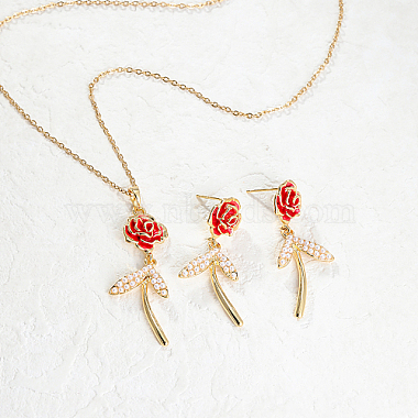 Plastic Rose Flower Jewelry Set(ZU1827)-4