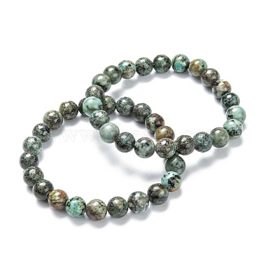 Bracelets de perles extensibles en turquoise africaine naturelle (jaspe)(G-A185-01M)-2