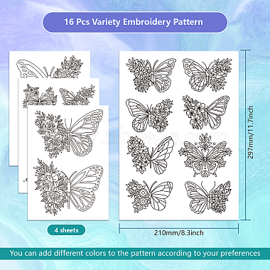 4 Sheets 11.6x8.2 Inch Stick and Stitch Embroidery Patterns(DIY-WH0455-072)-2