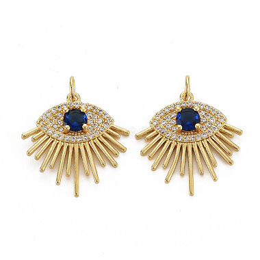Real 16K Gold Plated Mixed Color Eye Brass+Cubic Zirconia+Enamel Pendants
