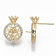 Brass Micro Pave Clear Cubic Zirconia Stud Earring Findings(KK-T062-51G-NF)-3