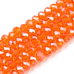 Electroplate Glass Beads Strands, Pearl Luster Plated, Faceted, Rondelle, Dark Orange, 2.3~2.7x2mm, Hole: 0.4mm, about 135~140pcs/strand, 26~27cm(EGLA-A034-T1mm-A23)
