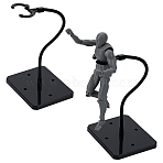 Assembled Rectangle PS Plastic Action Figure Display Stands with Adjustable Iron Support Arm, Minifigures Display Holder, Black, 9.3x7.3x25cm(ODIS-WH0100-12C)
