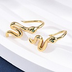 Snake Brass Micro Pave Cubic Zirconia Dangle Earrings, Cadmium Free & Lead Free, Long-Lasting Plated, Rack Plating, Real 18K Gold Plated, 17.5x7.5x9.5mm(EJEW-G425-04G-02)