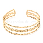 304 Stainless Steel Hollow Oval Cuff Bangles, Golden, Inner Diameter: 2-1/4 inch(5.75cm)(BJEW-F457-18G)